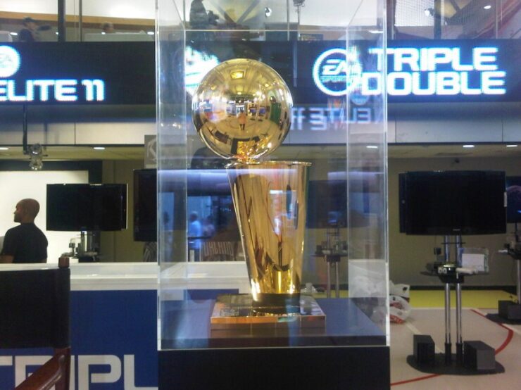 The Larry o Brien trophy on display