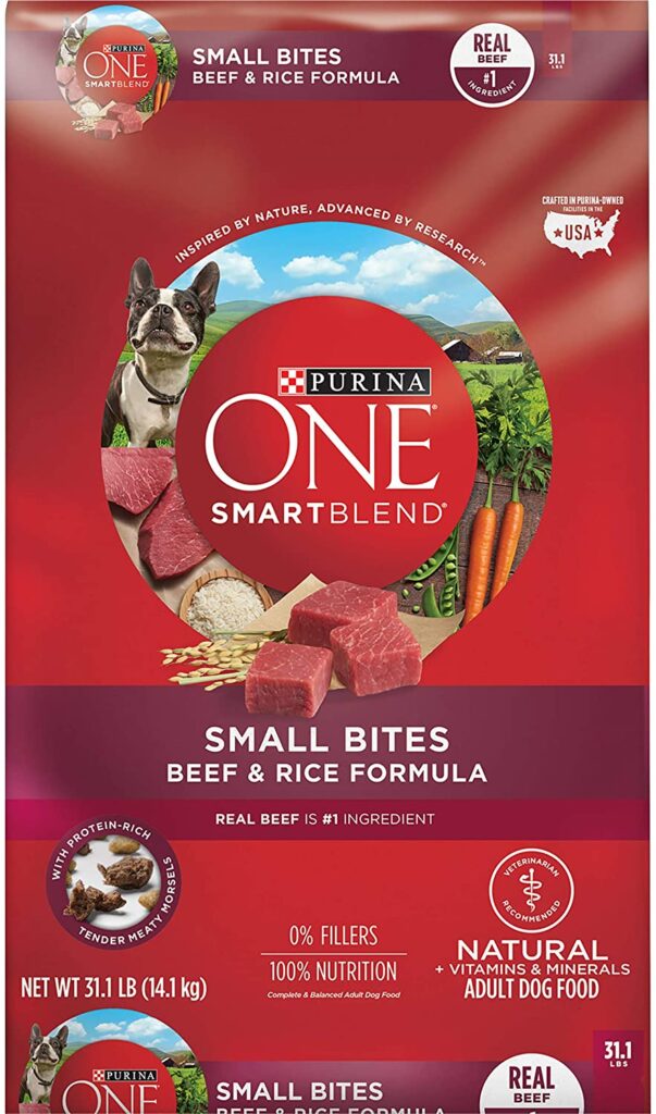 Purina ONE Smart Blend Натуральный сухой корм для взрослых собак — (лучший корм для собак при аллергии)