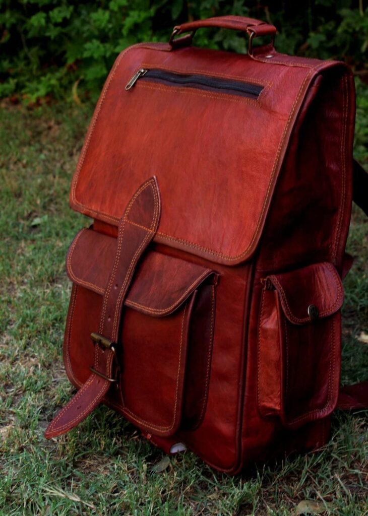 HLC 20 Genuine Leather Retro Rucksack Backpack Brown Leather Bag Travel Backpack for Men Women